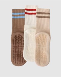 High Heel Jungle - Varsity Premium Cotton Pilates Yoga Grip Socks - 3 Pack