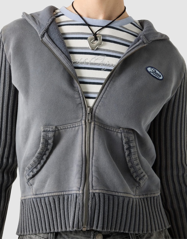 GUESS Originals - GUESS Originals Mixed Rib Zip Hoodie