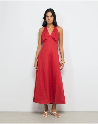 AERE - Lacey Halter Linen Dress