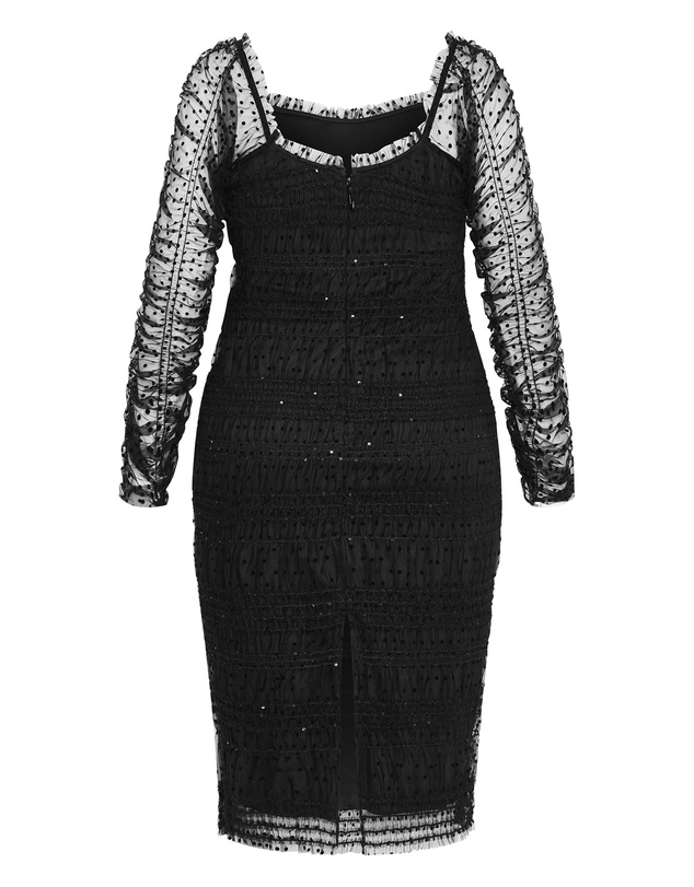 City Chic - Sofie Dobby Spot Midi Dress