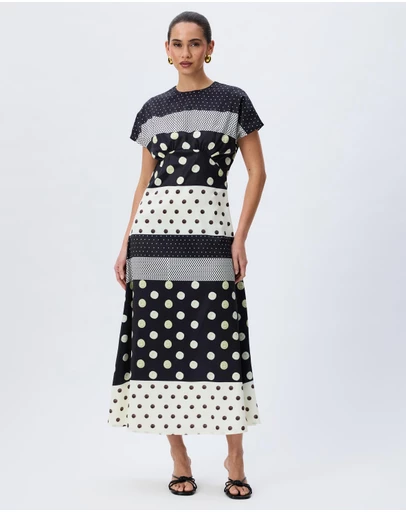 Tussah - Reese Polka Dot Satin Midi Dress