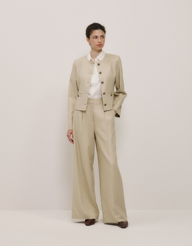 Trenery - Silk Satin Cap Sleeve Shirt in Parchment
