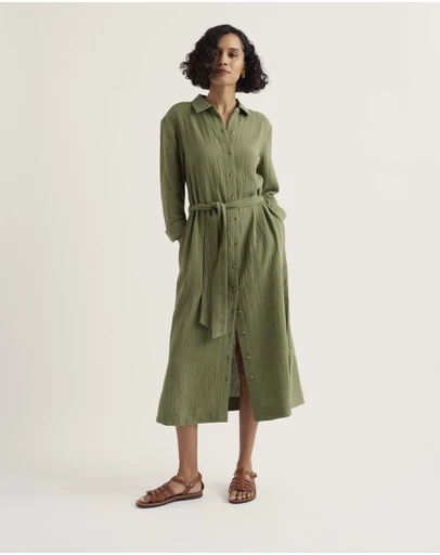 Seasalt - Whitsand Cove Midi Shirt Dress in GOTS Organic Cotton