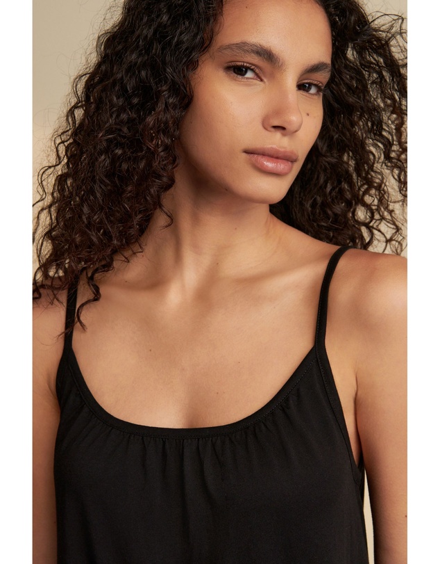 NEXT - Maxi Length Trapeze Shape Ruched Neckline Thin Vest Strap Dress