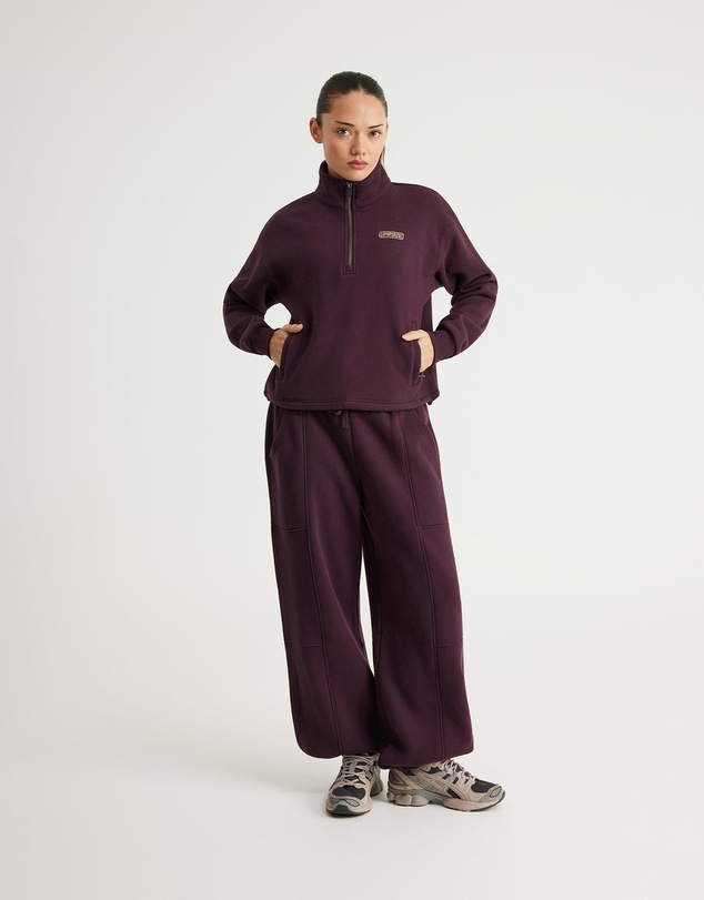 Upstate - Plush Half Zip Funnel Neck - Merlot