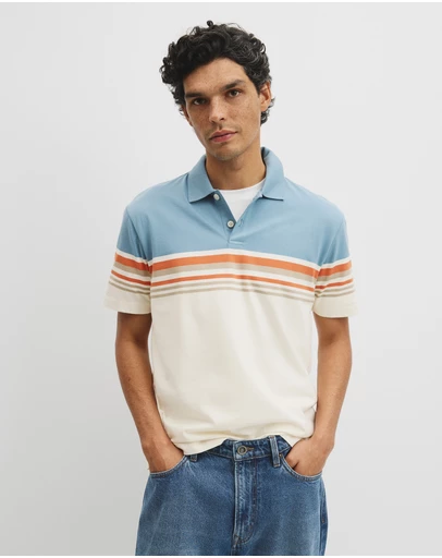 Country Road - Australian Cotton Short Sleeve Engineered Button Polo