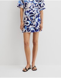 Country Road - Print Mini Linen Skirt