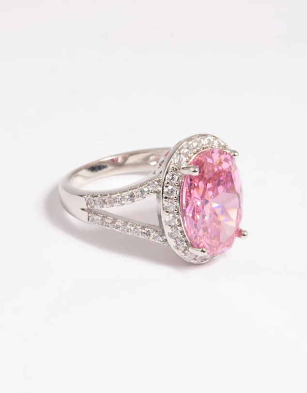 Lovisa - Silver Pink Cubic Zirconia Ring