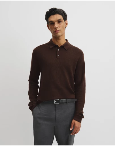 Country Road - Australian Merino Textured Polo Knit