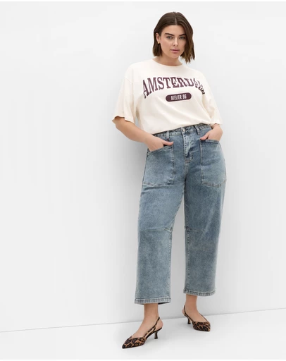City Chic - Plus size Harley Fit Hazel Barrel Leg Jean - light wash