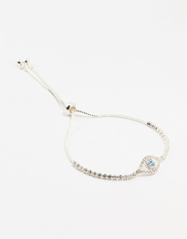 Lovisa - Silver Plated Brass Crystal Large Evil Eye Bracelet
