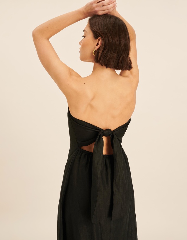 AERE - Florence Linen Strapless Maxi Dress