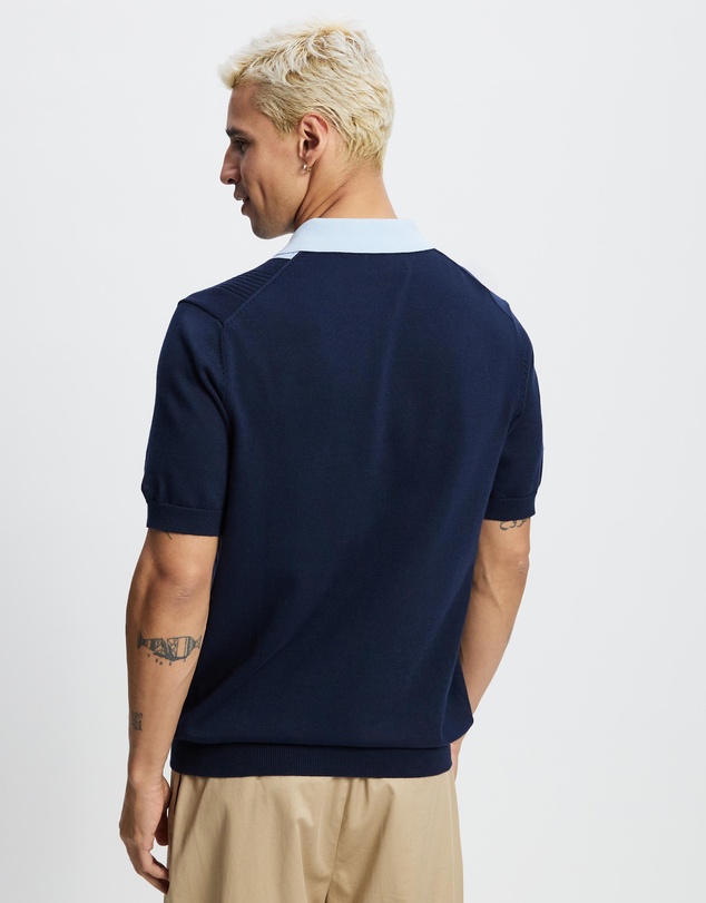Ben Sherman - Textured Block Stripe Organic Cotton Polo