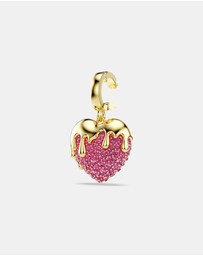 Swarovski - Idyllia Charm, Round Cut, Heart, Pink, Gold-tone Plated