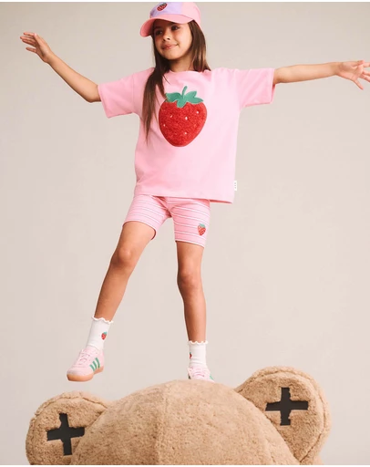 Huxbaby - Strawberry Creme Stripe Bike Shorts - Babies-Teens