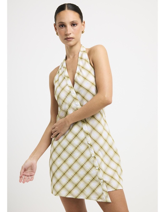 Insight - Abby Assymetric Check Mini Dress