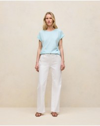 Trenery - Cotton Cuff Sleeve T-shirt in Pastel Blue