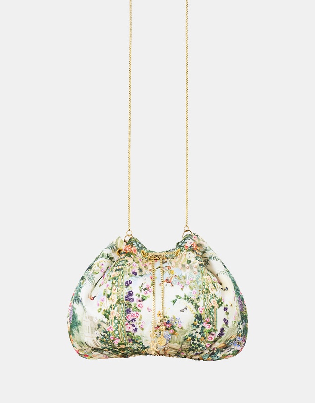 Camilla - Drawstring Pouch Bag With Chain Strap