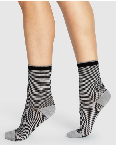 Levante - 3 Pack Lina Fine Stripe Crew Sock