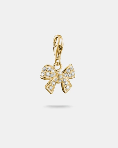 THOMAS SABO - Gold-Plated Bow Charm with White Zirconia