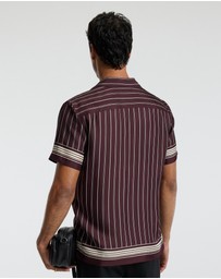 Calibre - Stripe Scarf Print Short Sleeve Shirt Oxblood