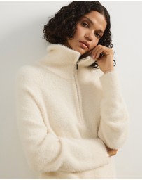 Atmos&Here - Jordie Half Zip Fluffy Turtleneck Sweater