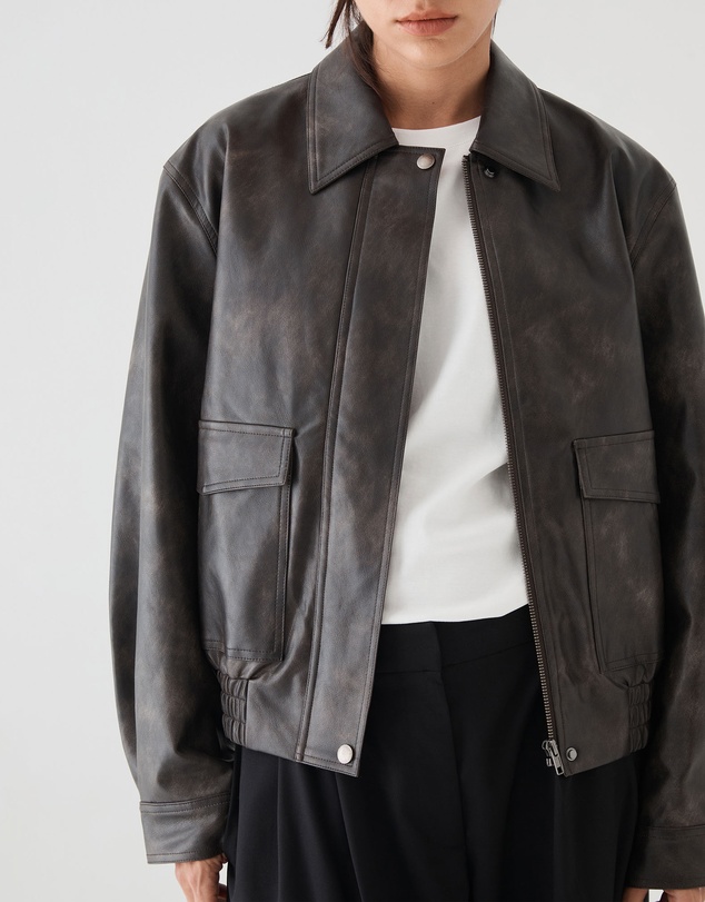 Forcast - Ada Faux Leather Bomber Jacket