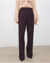 M.N.G - Wide-Leg Mid-Rise Pleated Trousers