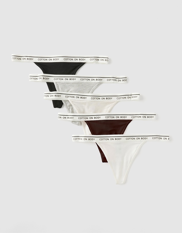 Cotton On Body - 5-Pack Branded Cotton Tanga G-String Briefs