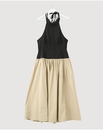 Revibe - Repaired Shona Joy Campbell Contrast Halter Neck Midi Dress - AU 14