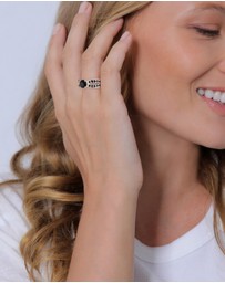 Elli Jewelry - Ring Solitaire Glamorous with Crystal Black in 925 Sterling Silver