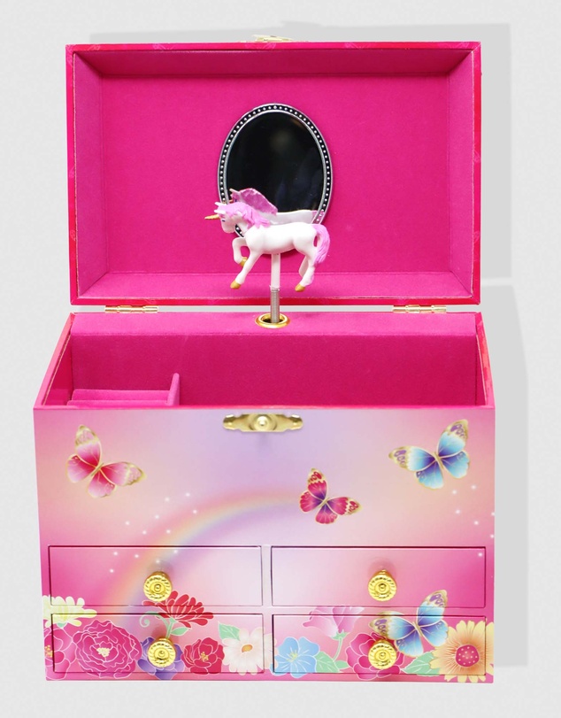 Pink Poppy - Unicorn Butterfly Medium Musical Jewellery Box