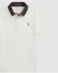Polo Ralph Lauren - Plaid-Collar Cotton Mesh Polo Shirt - ICONIC EXCLUSIVE - Kids
