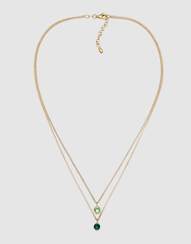 Elli Jewelry - Necklace Layer Crystal 925 Sterling Silver Gold-Plated