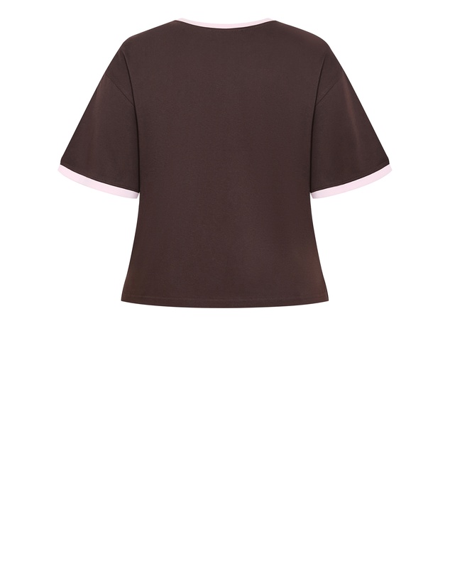 City Chic - Plus size Oversized V Neck Tee - chocolate