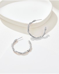 Mestige - Solar Twist Hoops 30mm - Silver Plated