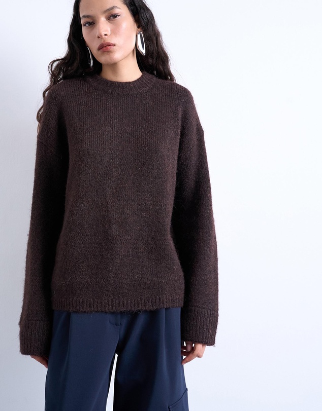 TOPSHOP - Knitted Boxy Fluffy Crew Neck Jumper