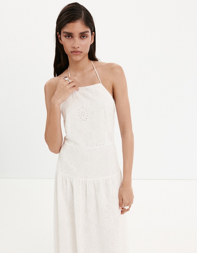 M.N.G - Halter Dress with Broderie Anglaise