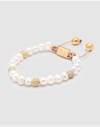 Nialaya Jewellery - Women's Beaded Bracelet with Pearl and Gold