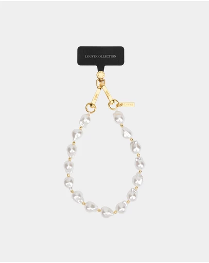 LOUVE COLLECTION - Universal Phone Strap Connector (Black) + Daisy Pearl Wristlet