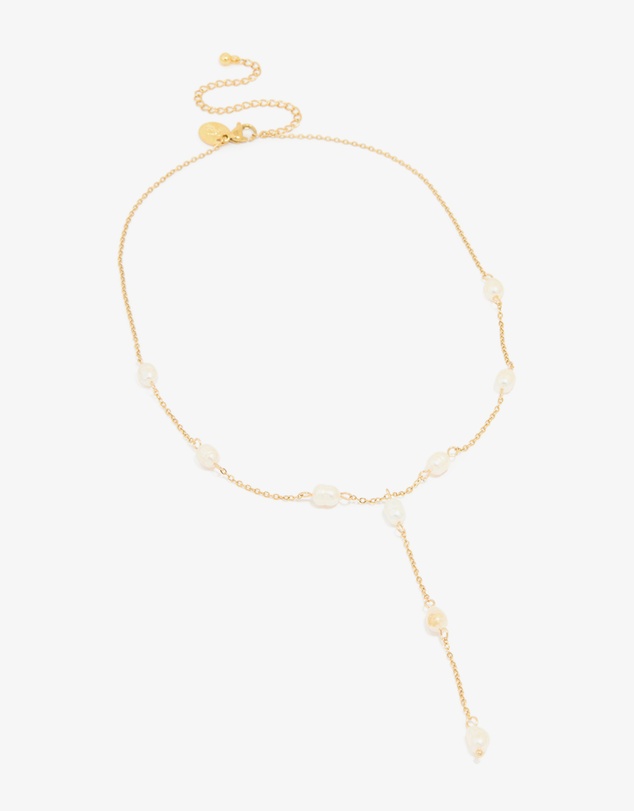 Lovisa - Gold Plated Freshwater Pearl Station Y-Necklace