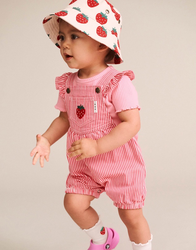 Huxbaby - Strawberry Embroidered Stripe Playsuit - Babies