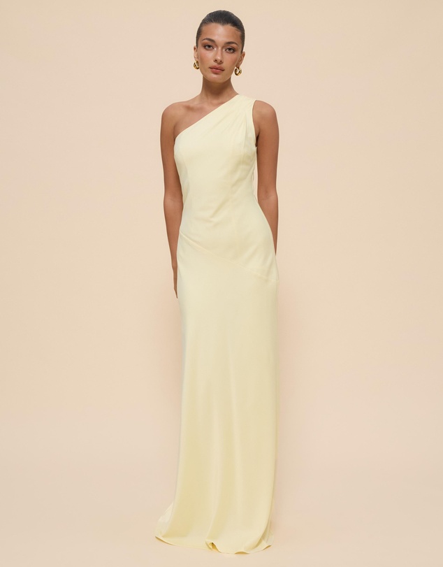 CHANCERY - Hallie Satin One Shoulder Drape Maxi Dress