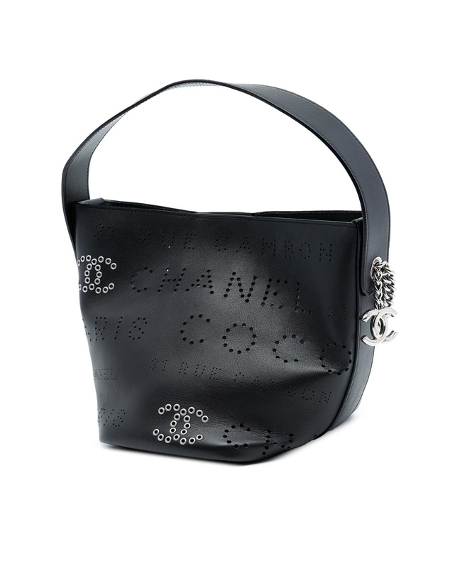 Pre-Loved by Azura Reborn - Pre-Loved Small Perforated Calfskin Logo Eyelet Bucket Bag