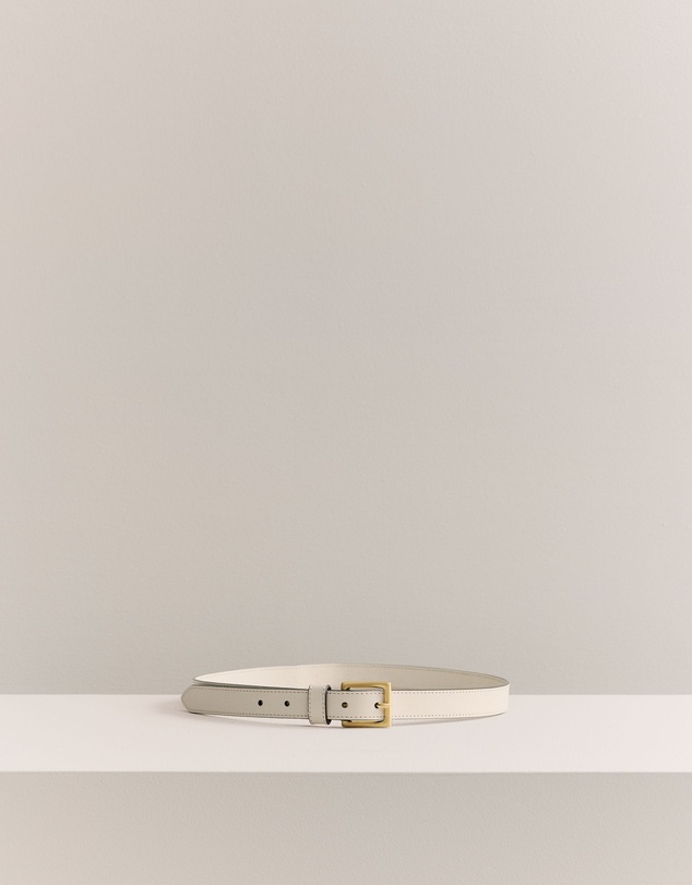 Trenery - Leather Slim Belt in Parchment