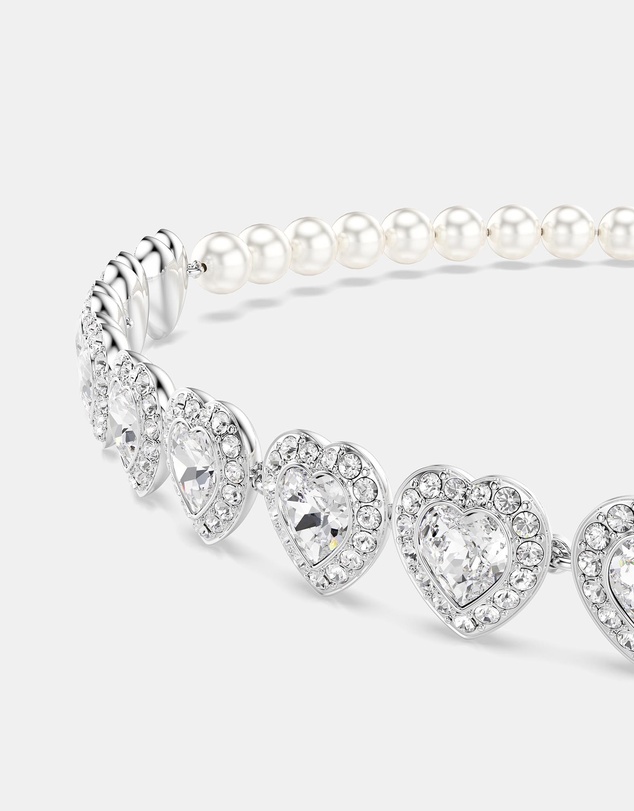 Swarovski - Ariana Grande x Swarovski Tennis choker, Mixed cuts, Heart, White, Rhodium plated