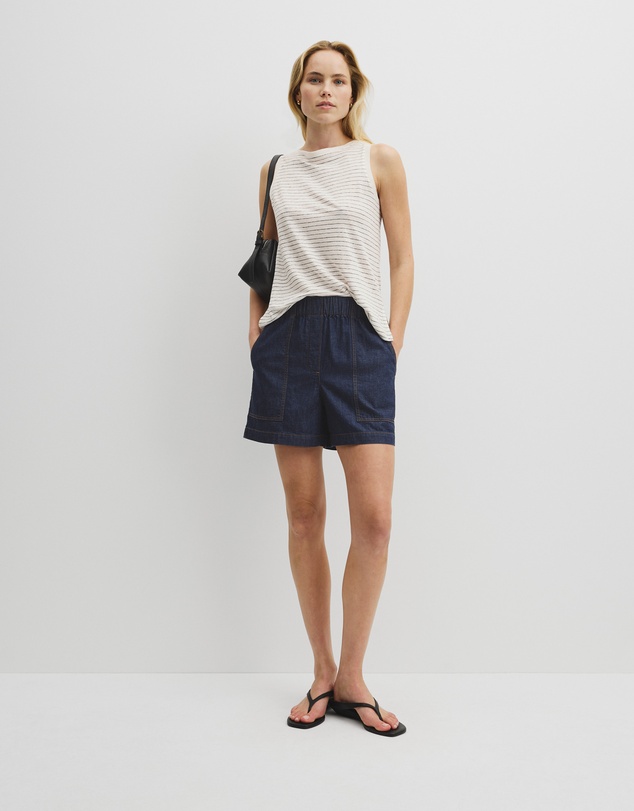 Country Road - Stripe Linen Boat Neck Tank
