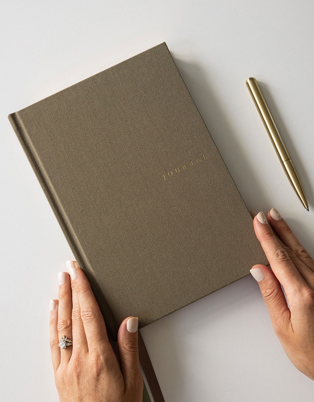 Bespoke Letterpress - Linen Bound Journal - Saltmarsh Green (Bullet Journal)