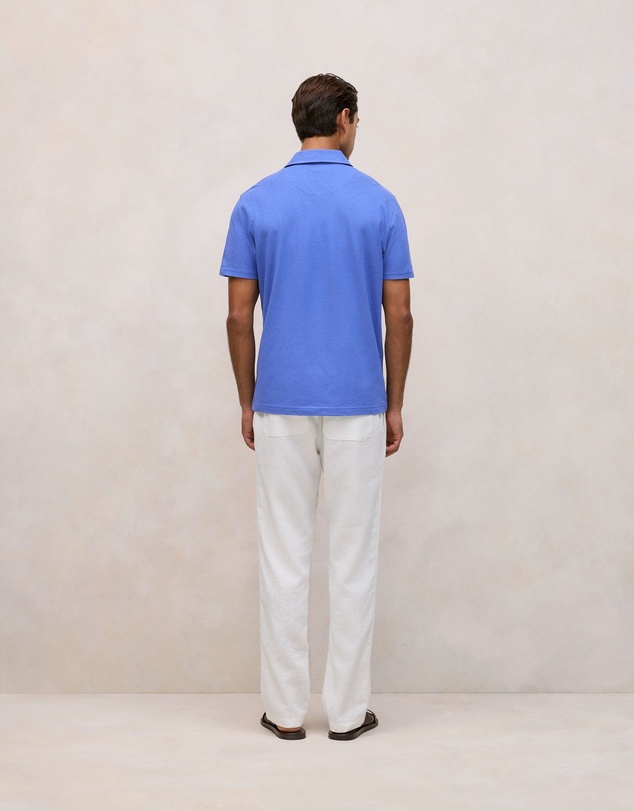 Trenery - Linen Cotton Jersey Polo in Vivid Blue