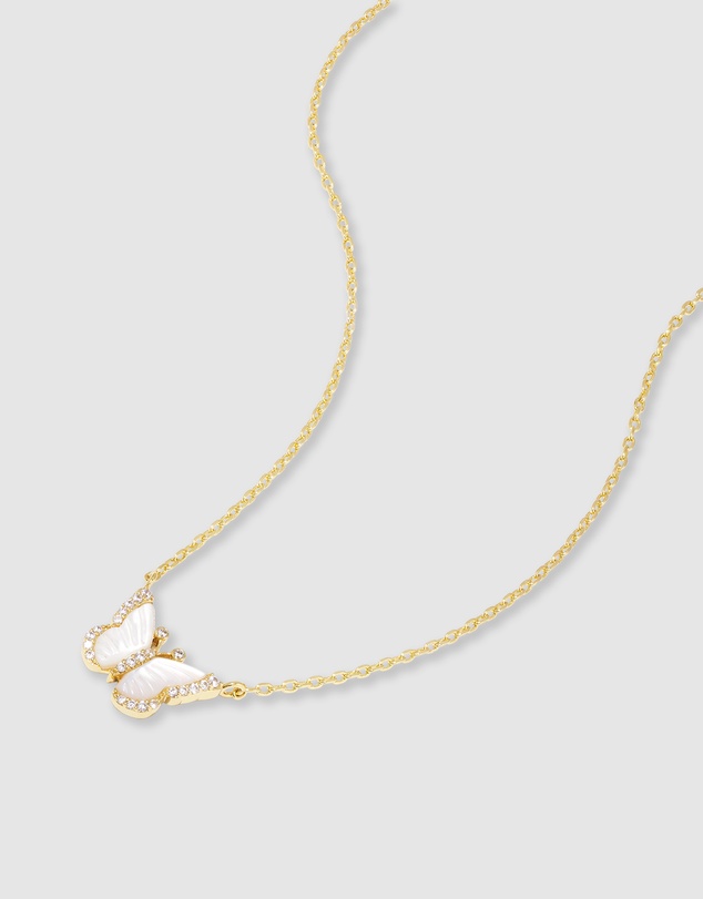 Wanderlust + Co - Butterfly Pearl & Gold Necklace